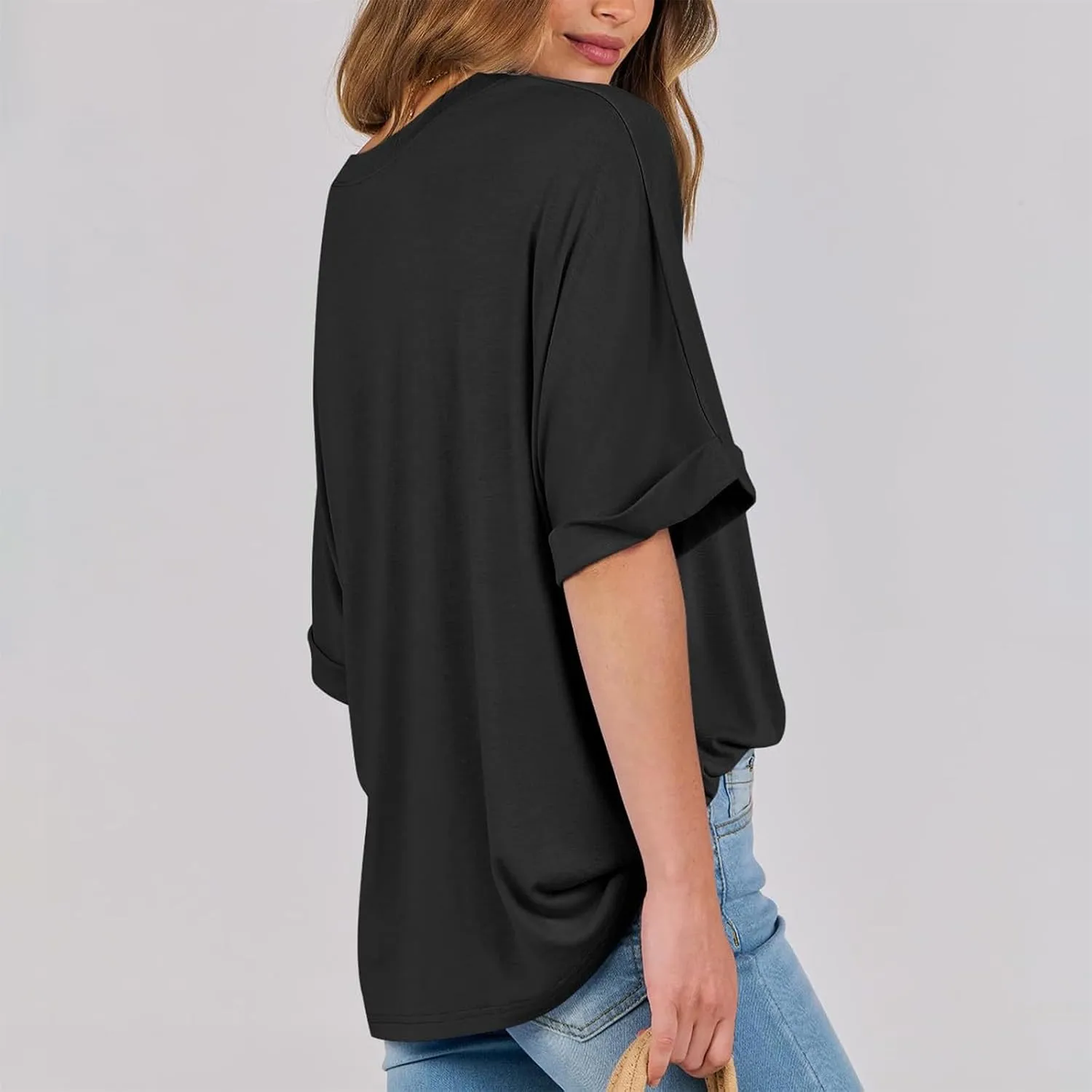 Women Oversized Striped Short Sleeve T-Shirts Color Block Crew Neck Pullover Basic Shirt Casual Summer Tee Tops