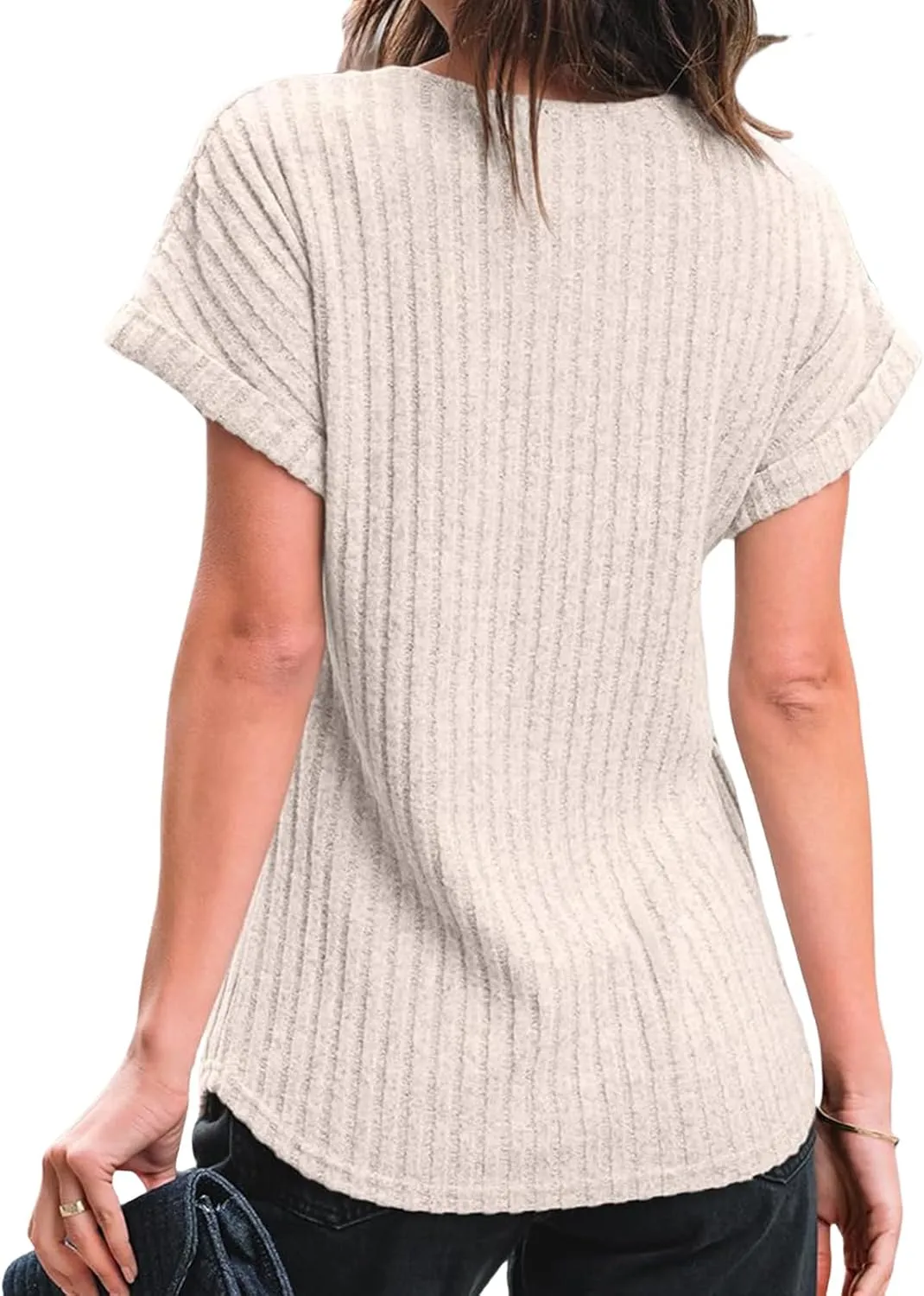Women Short Sleeve T Shirt Casual Crewneck Tunic Tops Dressy Office Tops Business Work Shirts Summer Basic Blouses