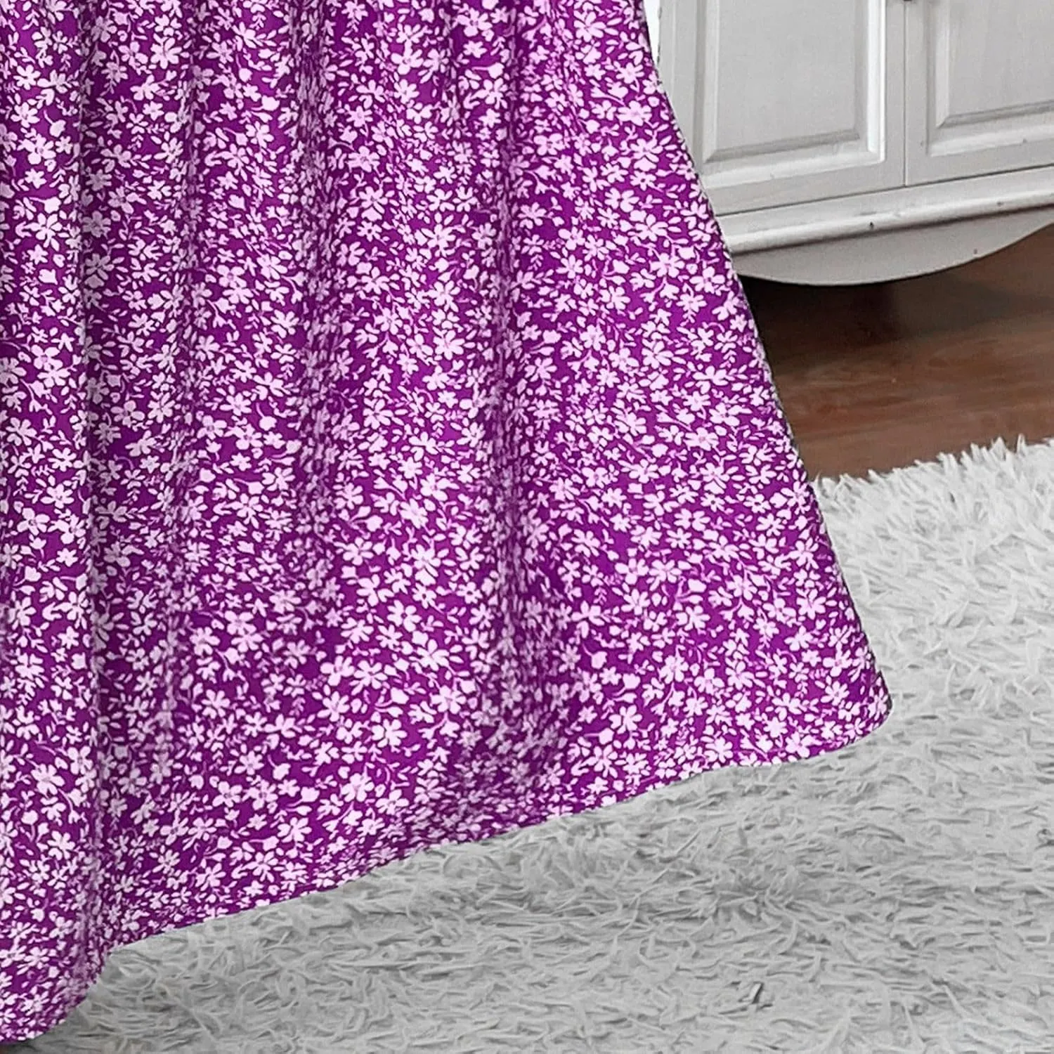 Women Summer Boho Floral Smocked Elastic High Waist Flowy Swing Pleated Maxi Skirts Vacation Print A-Line Long Skirts