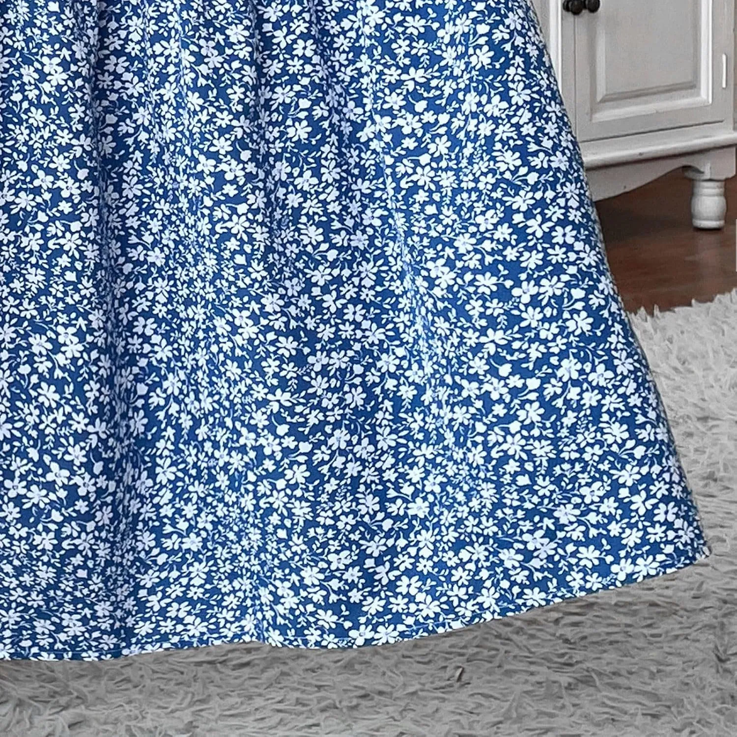 Women Summer Boho Floral Smocked Elastic High Waist Flowy Swing Pleated Maxi Skirts Vacation Printed A-Line Long Skirts