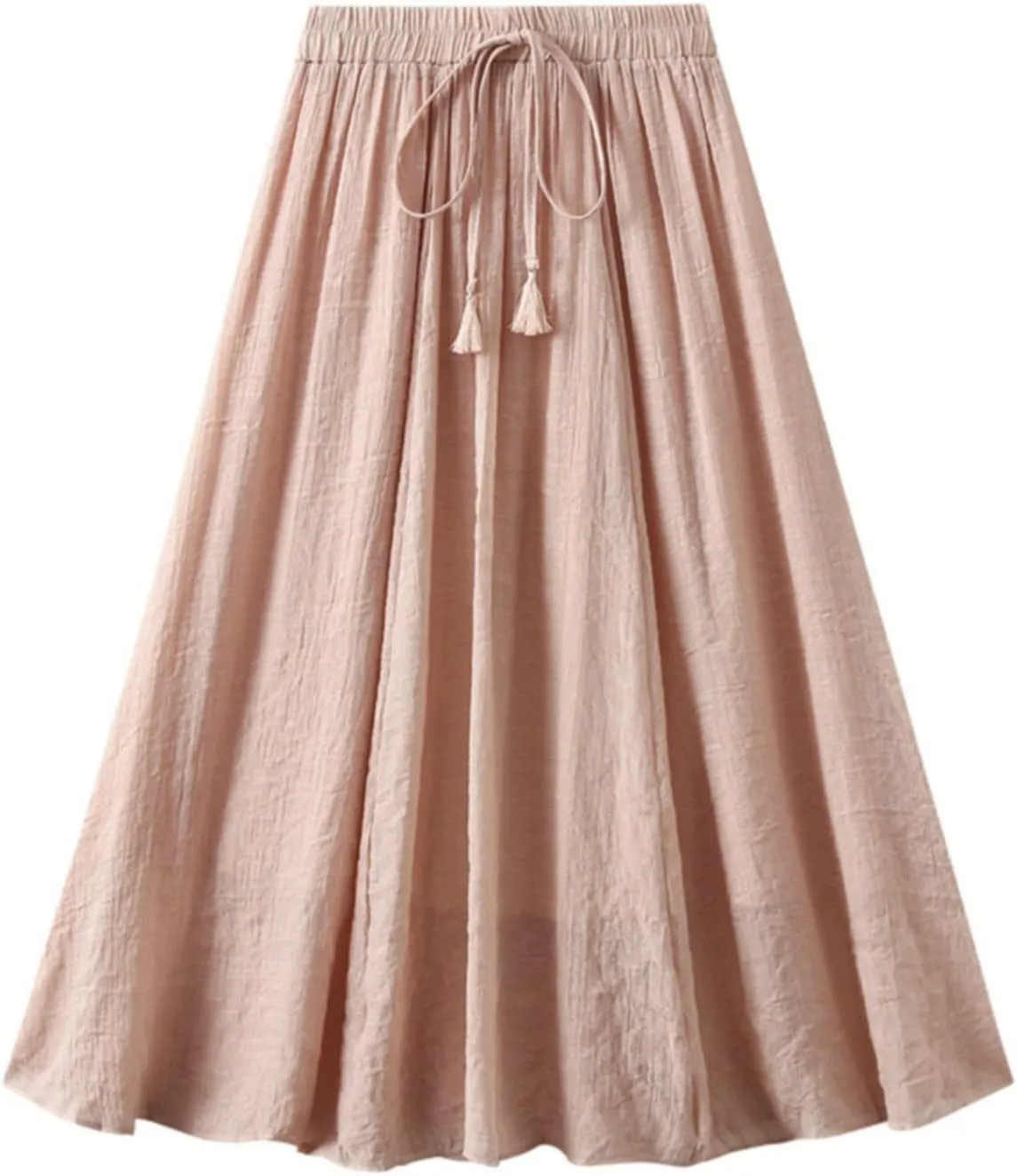 Women Summer Casual Boho Floral Maxi Skirt Elastic High Waist Tiered Pleated Flowy Long Beach Skirt with Pockets