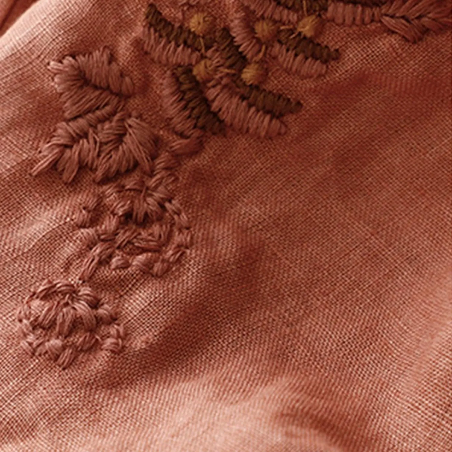 Women Summer Loose Cotton Linen Skirt Retro Flowers Embroidered Cotton Linen Elastic Waist Slit Skirts with Pockets