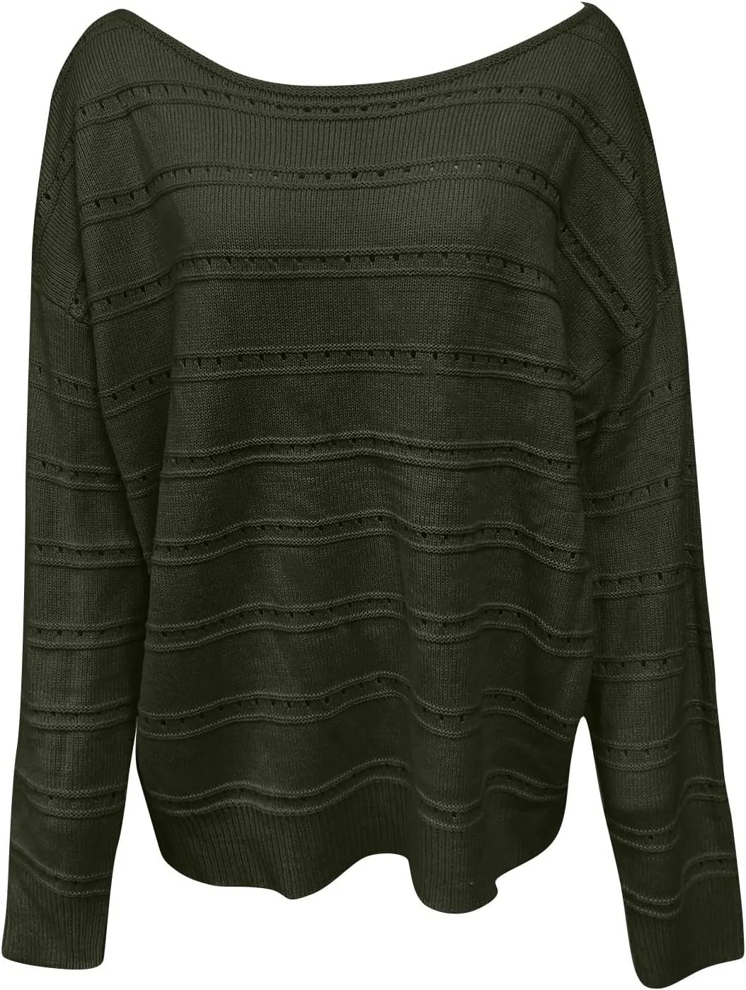 Women's 2024 Fall Long Sleeve Crew Neck Striped Color Block Casual Knitted Pullover Tops Crochet V Neck Sweater Tops
