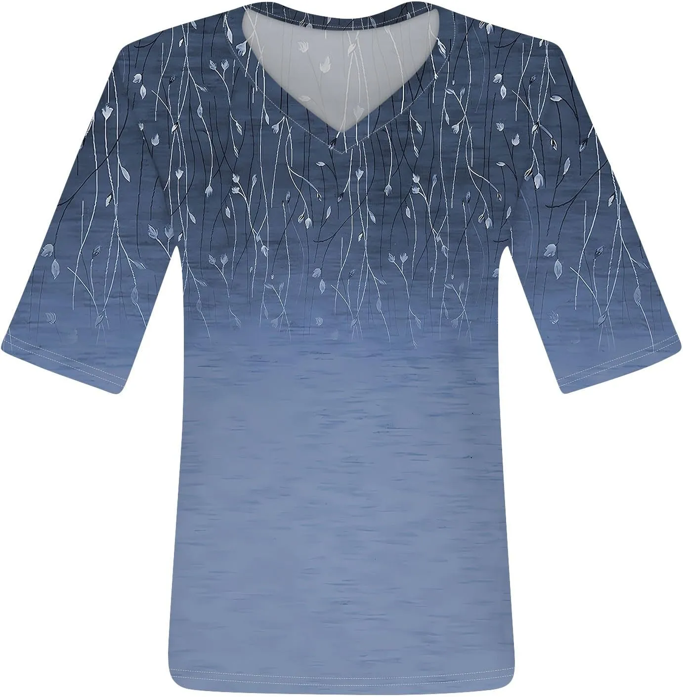 Womens 2024 Summer Half Sleeve Tops Casual V Neck Summer Shirts Loose Fit Elbow Length Sleeve Blouses