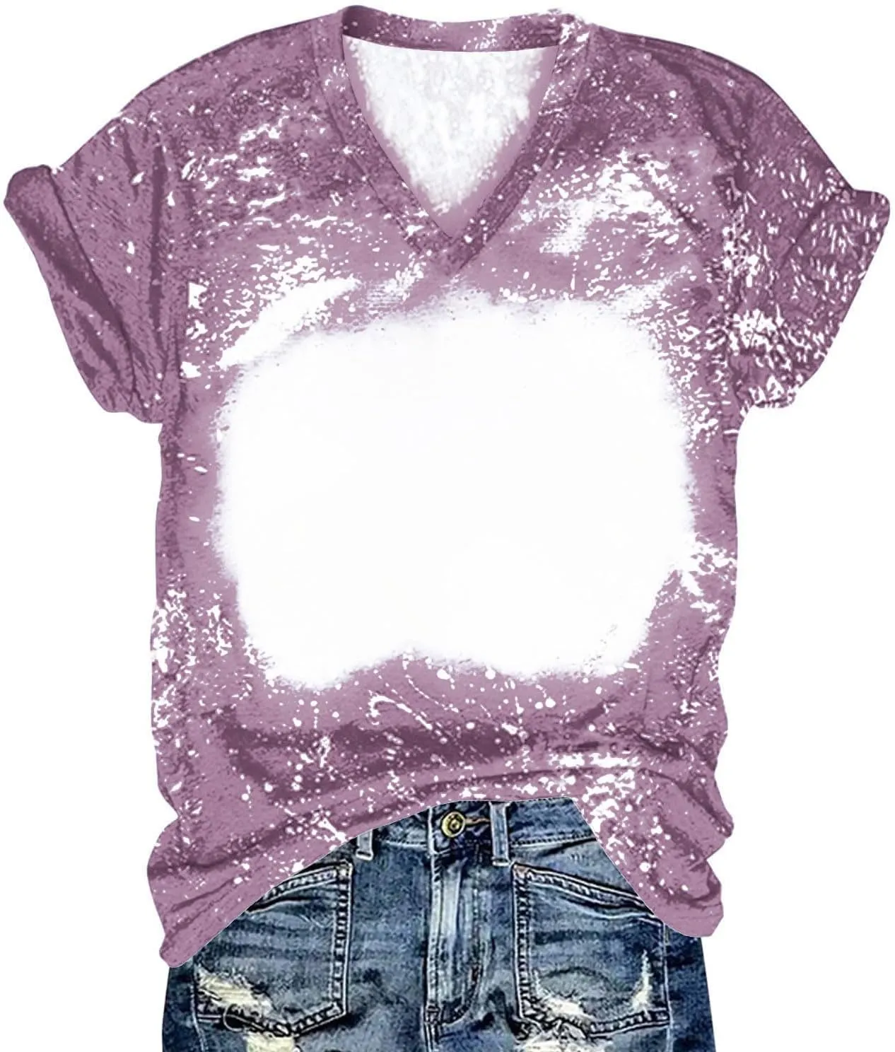 Womens Bleached Sublimation Blank Shirts Short Sleeve Graphic Tees Tops Casual Polyester Tshirt Cute Items Clothes