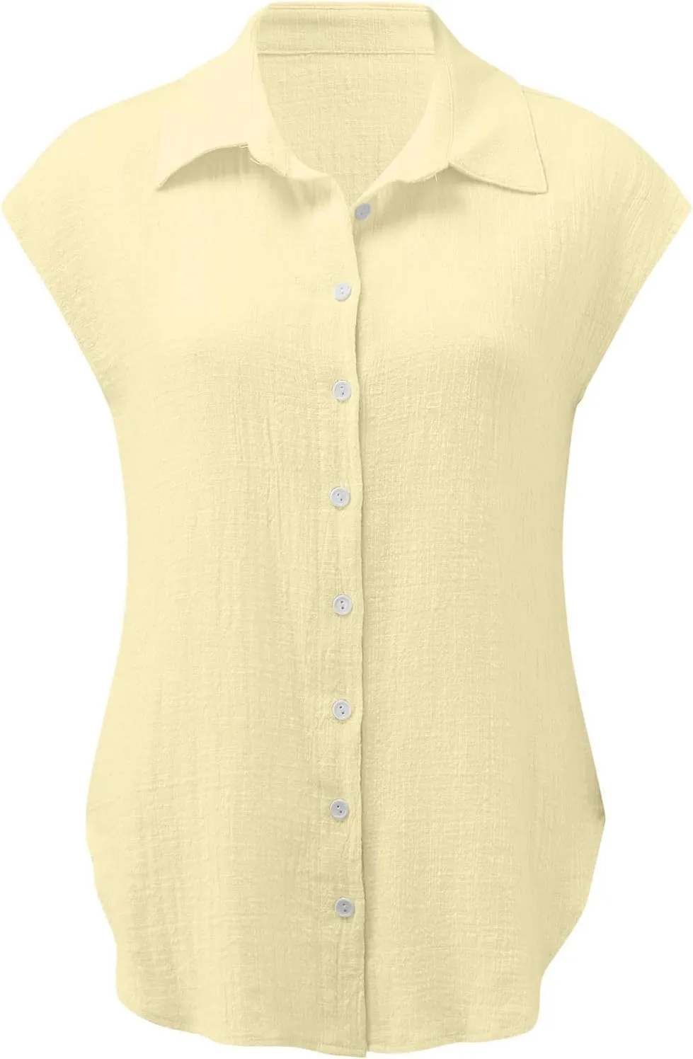 Womens Button Up Shirt V Neck Long Sleeve Linen Summer Casual Office Blouses Top Loose T-Shirt