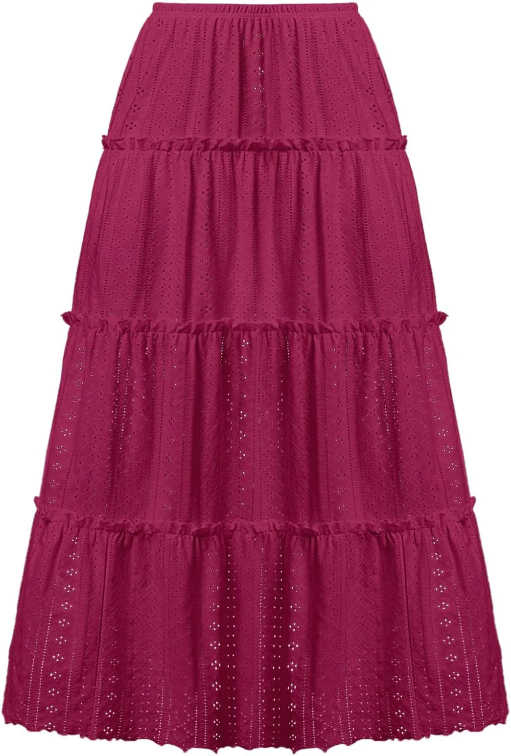 Women's Casual Boho Flowy Maxi Skirt 2025 Trendy Plain Summer Long Skirts Bohemian Ruffle Pleated Beach Skirts