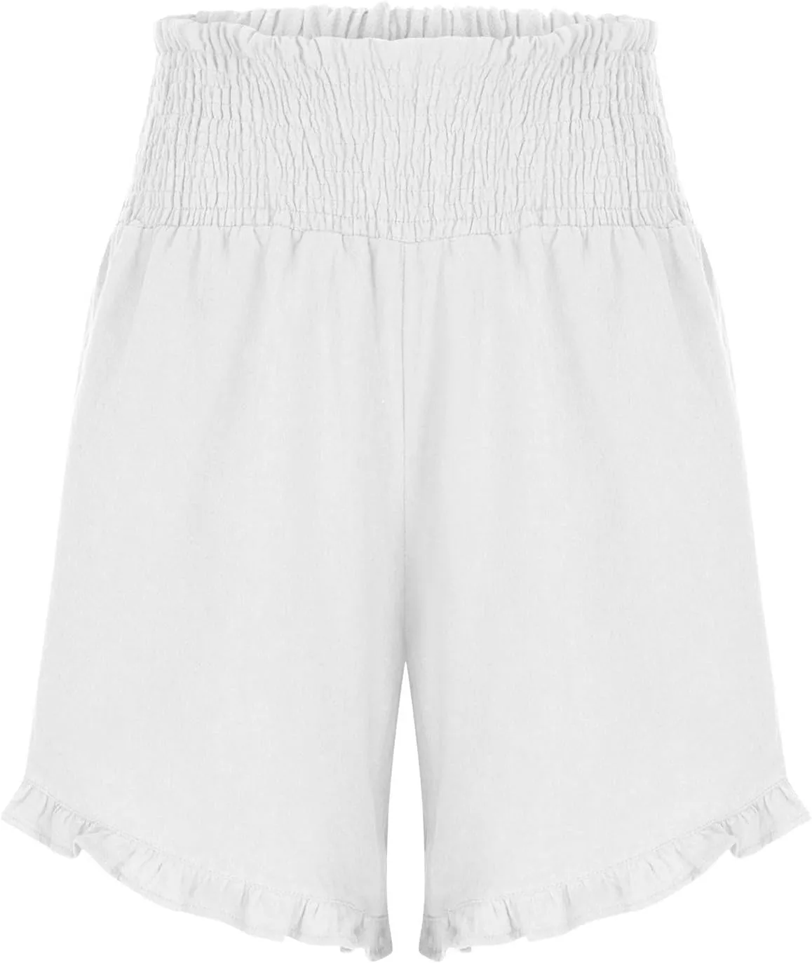 Womens Casual High Waisted Shorts Summer Wide Leg Shorts Smocked Ruffle Elastic Waist Short Beach Lounge Flowy Outfits
