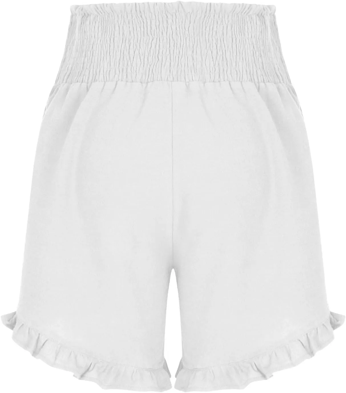 Womens Casual High Waisted Shorts Summer Wide Leg Shorts Smocked Ruffle Elastic Waist Short Beach Lounge Flowy Outfits