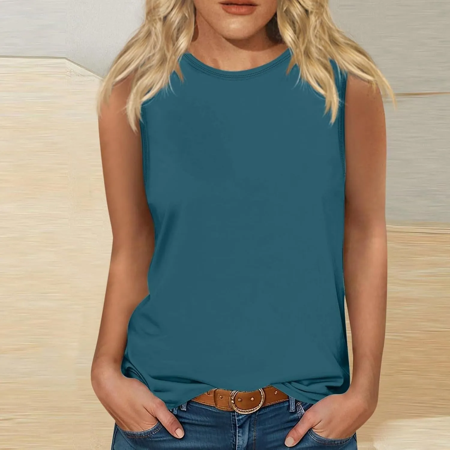 Womens Cute Tank Tops Trendy Sleeveless Oversized Tee Scoop Neck Soft Loose Casual 2025 Summer Flowy Shirts