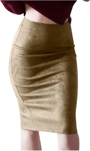 Women's High Waist Skirts Slim Bodycon Party Club Night Out Midi Pencil Skirts Bodycon Pencil Velvet Long Skirt