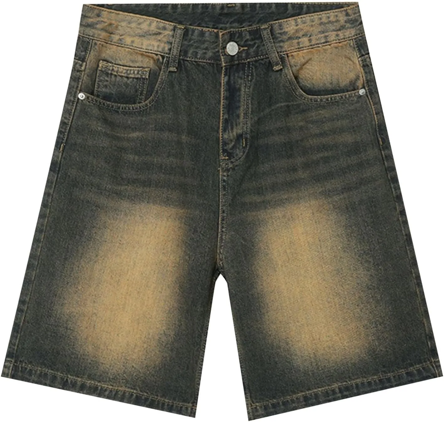 Womens High Waisted Stretch Bermuda Denim Shorts Knee Length Distressed Cutoffs, Loose Fit Casual Summer Jean Shorts