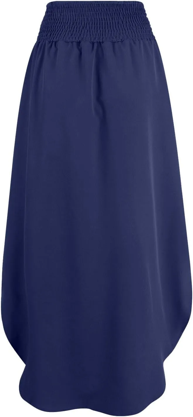 Women's Long Flowy Slit Skirt Elastic High Waisted A Line Maxi Skirts Trendy Beach Boho Skirt with Pockets