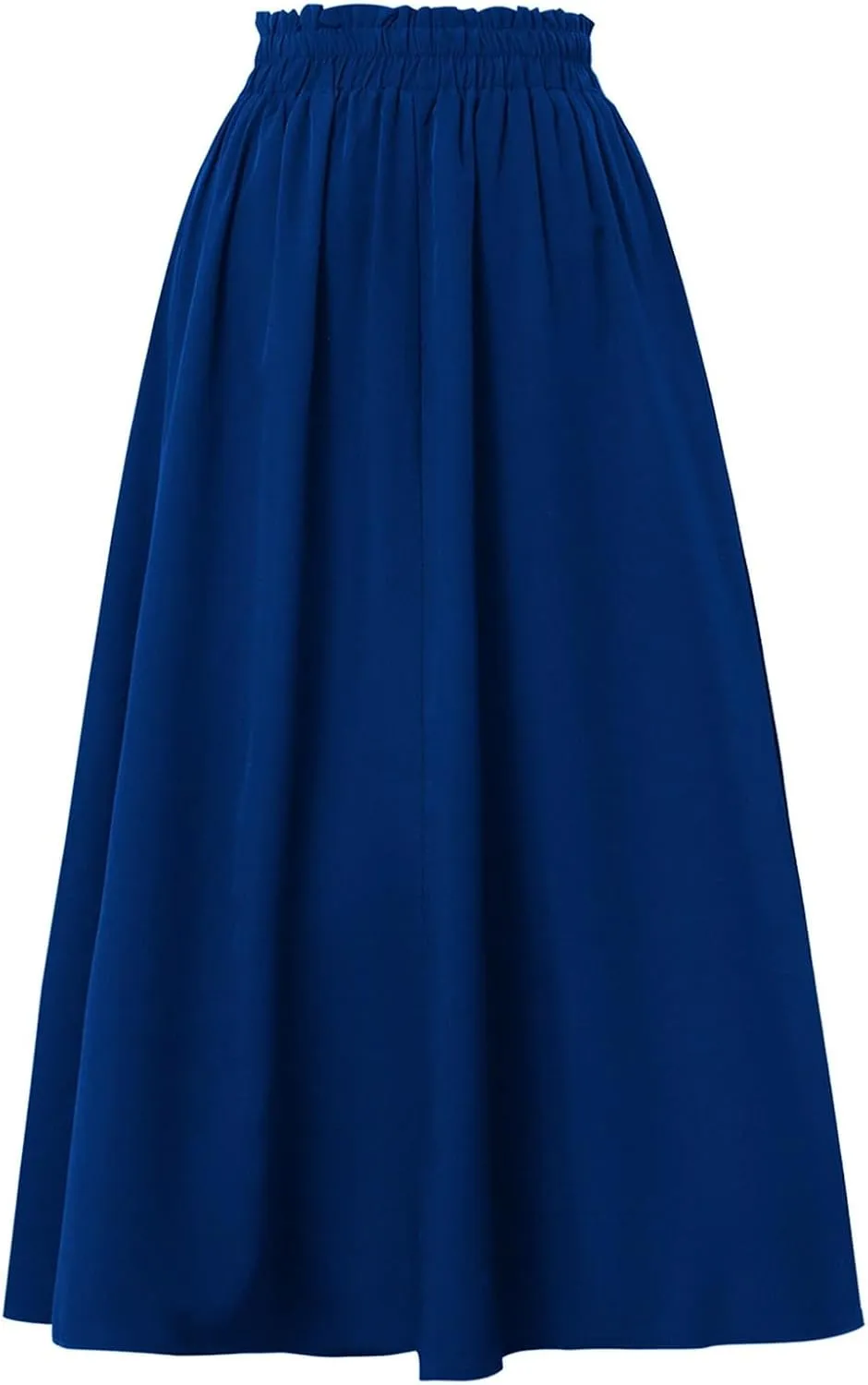 Womens Maxi Skirt Summer Trendy Elastic High Waisted Boho Casual Beach Flowy Swing Long Skirts with Pockets