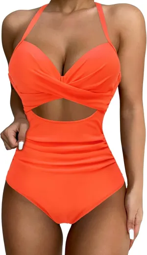 Women's One Piece Swimsuit Solid Color Soft Bikini Modest Swimwear Bathing Suits for Women One Piece One Piece