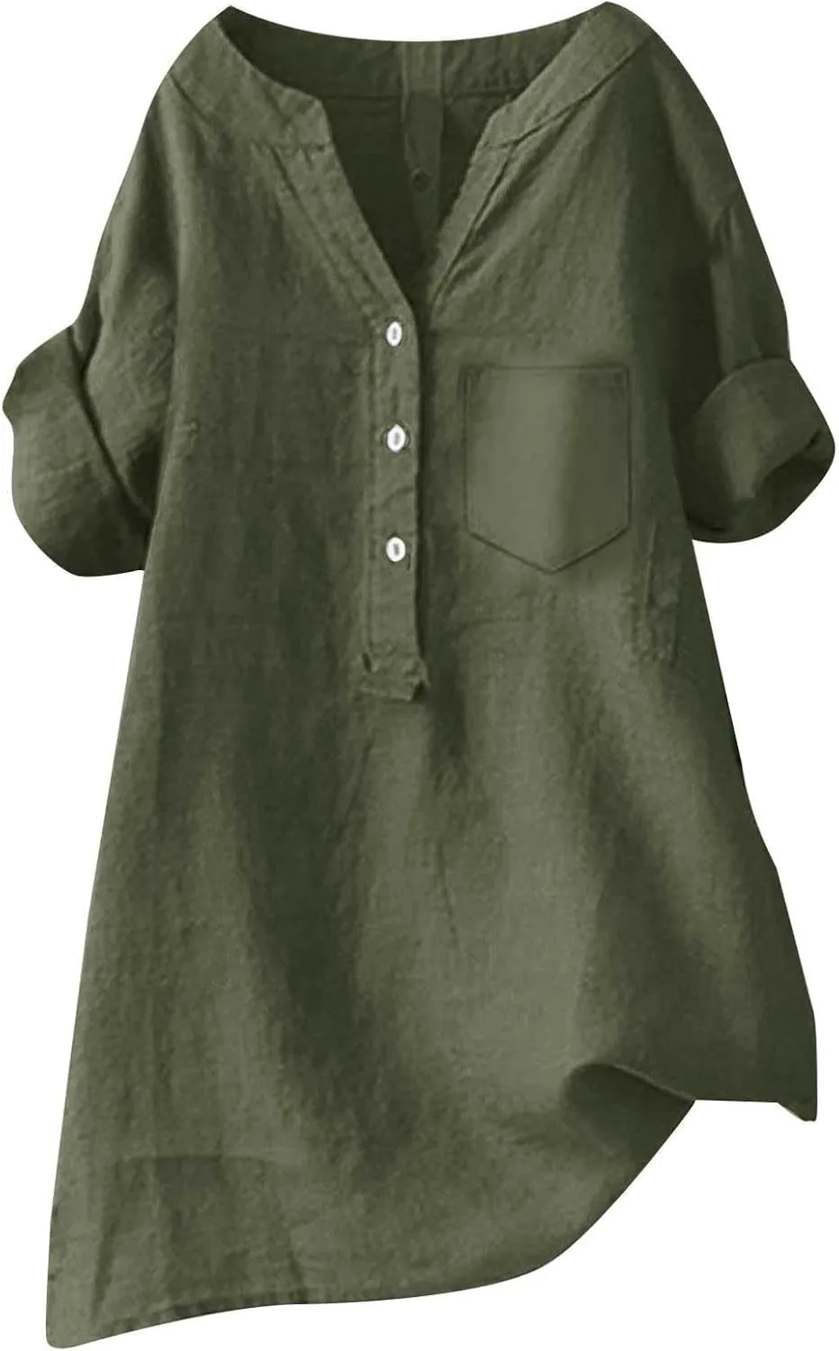 Women's Short Sleeve Cotton Linen Shirts Casual V Neck Soft T Shirts Floral Loose Fit Summer Tshirts