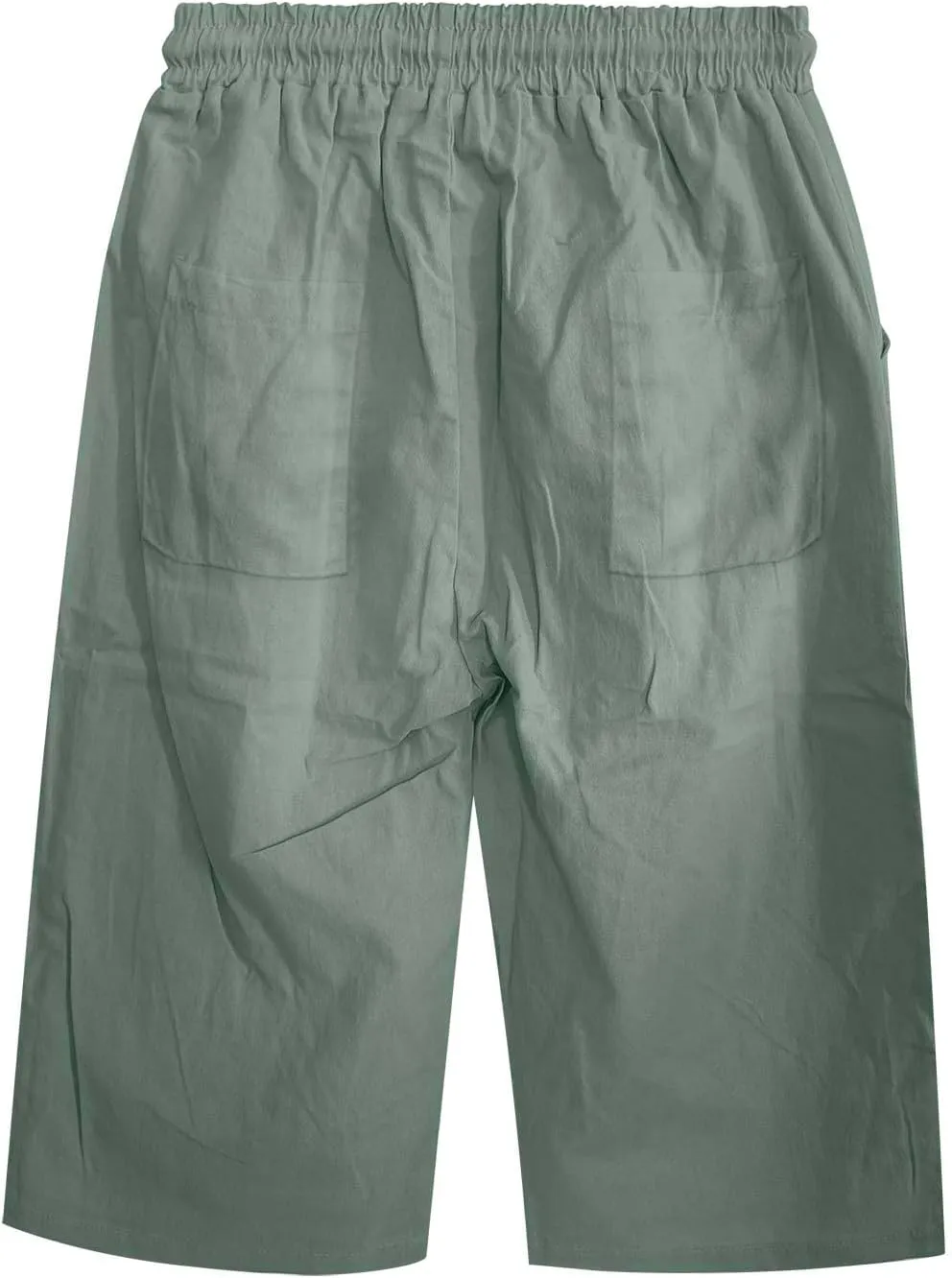 Womens Summer Bermuda Linen Shorts Knee Length Lightweight Loose Summer Casual Shorts with Pockets