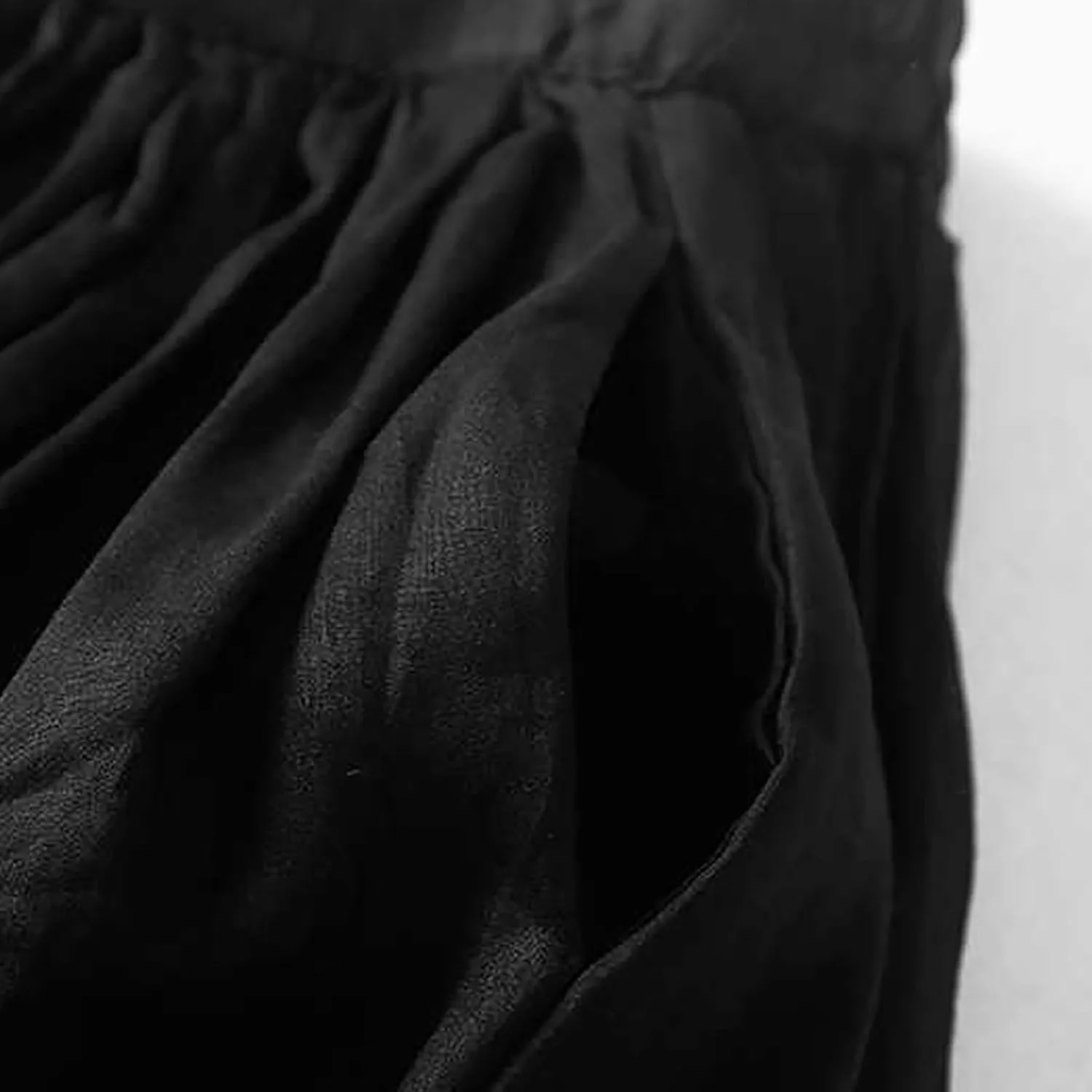 Women's Summer Boho Maxi Skirt Drawstring Waist A-Line Flowy Beach Long Skirts Cotton Linen Pleated Swing Dresses