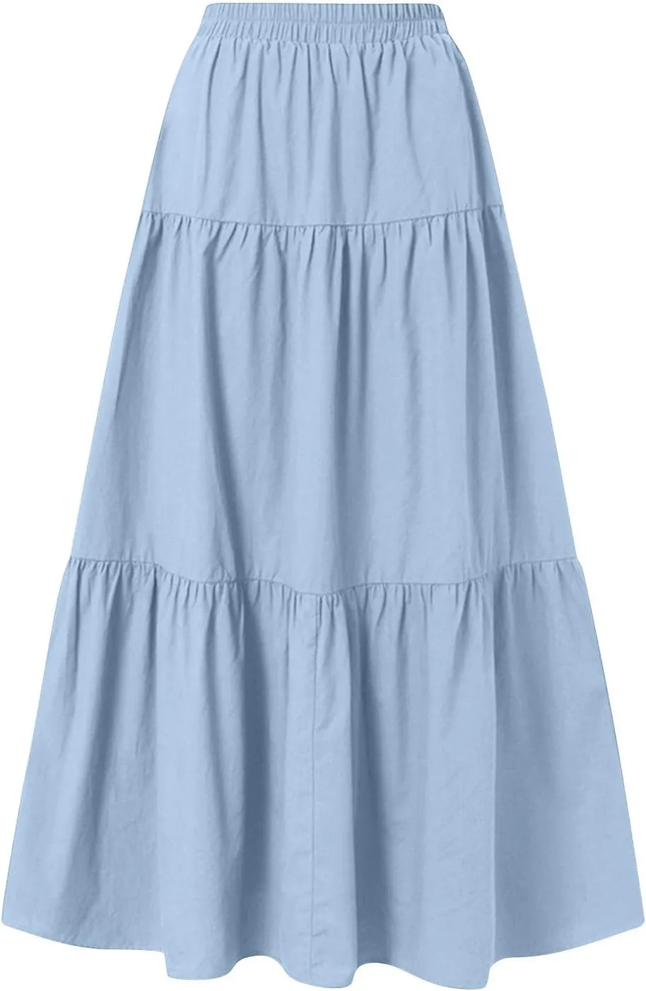 Women's Summer Flowy Swing Midi Skirts Boho High Elastic Waist Fake Drawstring Floral Print A line Casual Cute Skirt