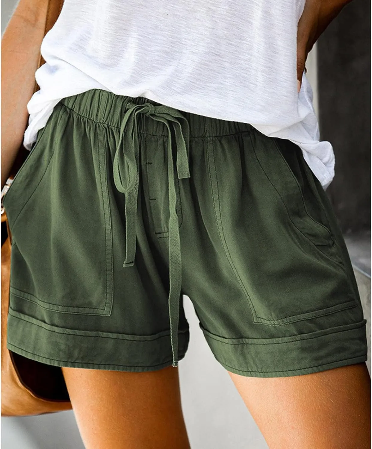 Women's Summer Shorts Casual Trendy Pockets Shorts Drawstring Elastic Waist Loose Short Pants Beach Vacation Outfits
