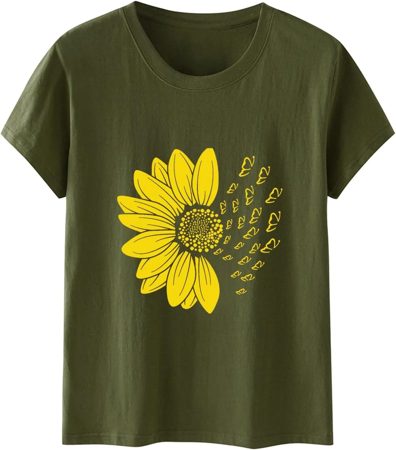 Women's Summer Sunflower T Shirt Cute Flower Graphic Loose Tees Crew Neck Short Sleeve Casual Tops