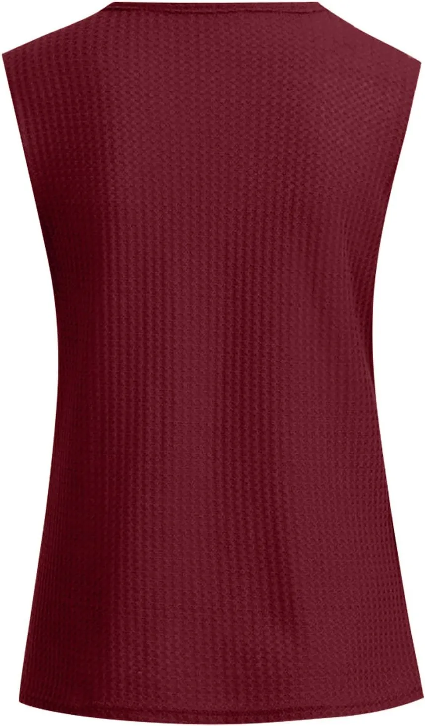 Women's Tank Tops Summer V Neck Waffle Shirts Casual Sleeveless Loose Tee Shirts Comfortable Soft Solid Color Tops