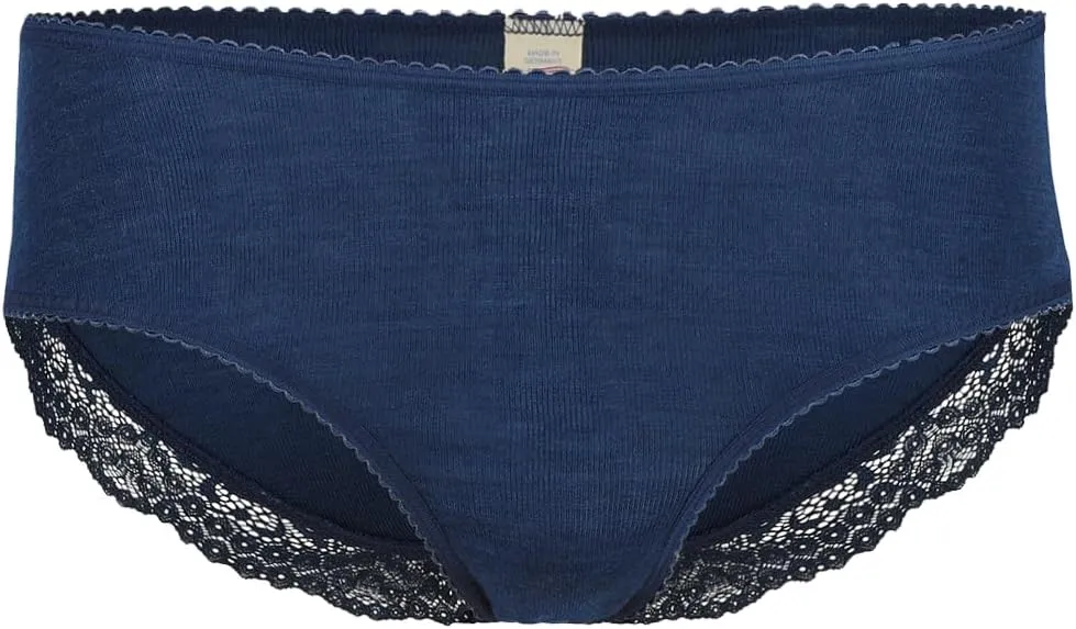 Women’s Thermal Panties Briefs: Moisture Wicking Merino Wool Silk with Lace Detail
