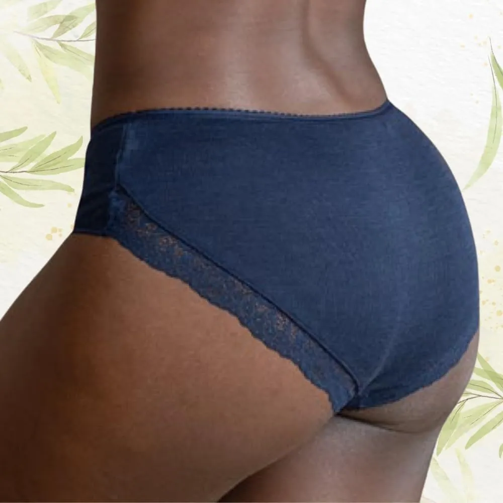 Women’s Thermal Panties Briefs: Moisture Wicking Merino Wool Silk with Lace Detail