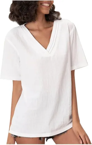 Womens V Neck Short Sleeve T Shirts Casual Summer Tops Shirts Loose Fit Classic Comfy Cotton Linen Fashion Blouse Tees