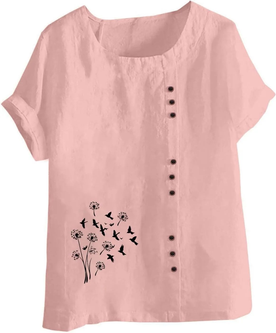 Workout Tops for Women Loose Fit Cotton Linen Crew Neck Half Sleeves Oversized T Shirt Solid Casual Loose Basic Top