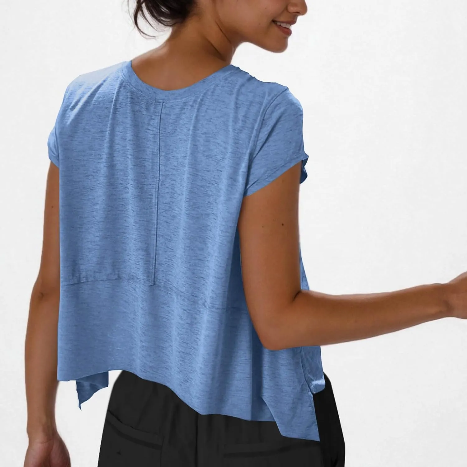 Workout Tops for Women Summer Short Sleeve Athletic T Shirts Oversized Loose Running Yoga Quick Dry Soft Crew Neck Tees