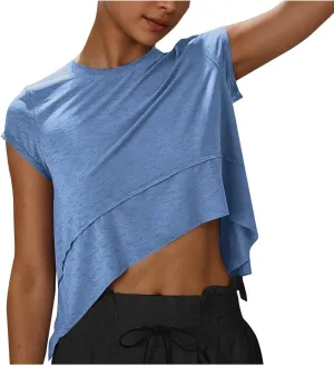 Workout Tops for Women Summer Short Sleeve Athletic T Shirts Oversized Loose Running Yoga Quick Dry Soft Crew Neck Tees