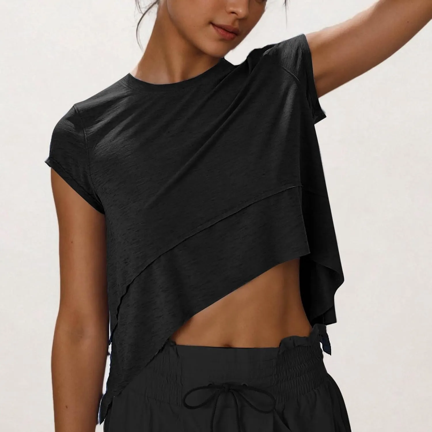 Workout Tops for Women Summer Short Sleeve Athletic T Shirts Oversized Loose Running Yoga Quick Dry Soft Crew Neck Tees