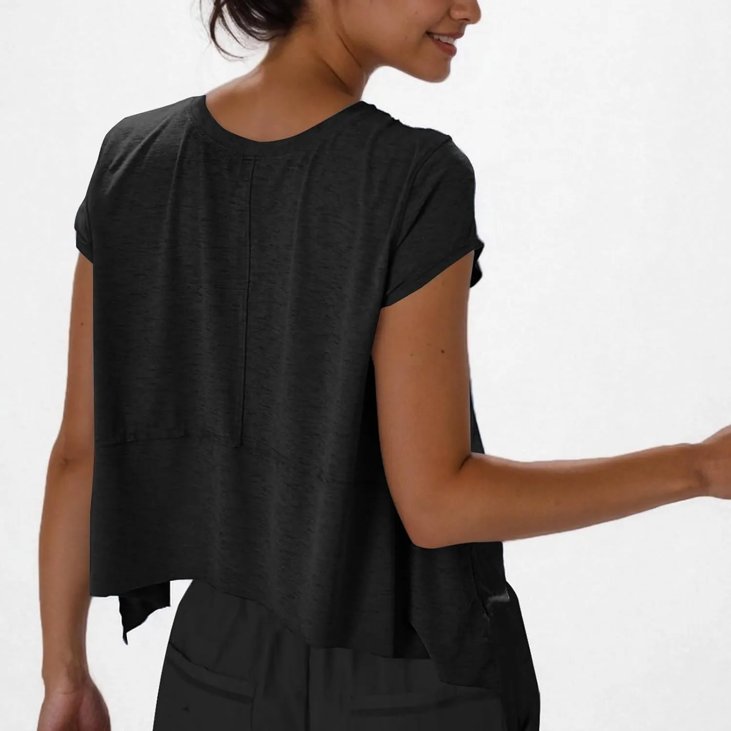 Workout Tops for Women Summer Short Sleeve Athletic T Shirts Oversized Loose Running Yoga Quick Dry Soft Crew Neck Tees