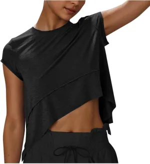 Workout Tops for Women Summer Short Sleeve Athletic T Shirts Oversized Loose Running Yoga Quick Dry Soft Crew Neck Tees
